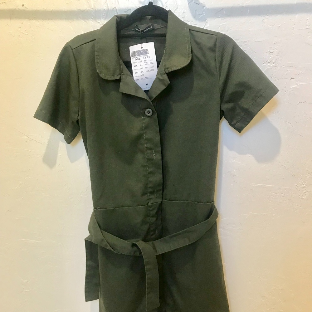 NWT Brandy Melville Olive Green Shirtdress